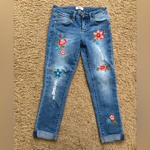 YMI Girls Flower Embroidered Denim Jeans
